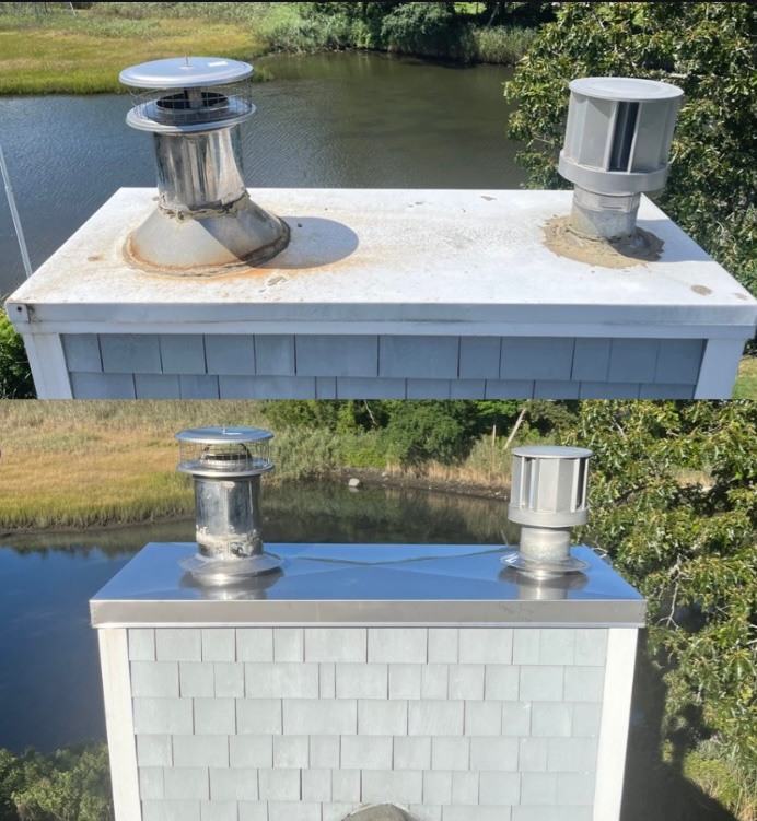 Before and after chase cover installation
