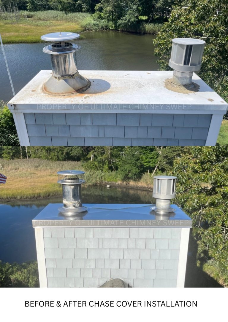 Before and after chase cover installation