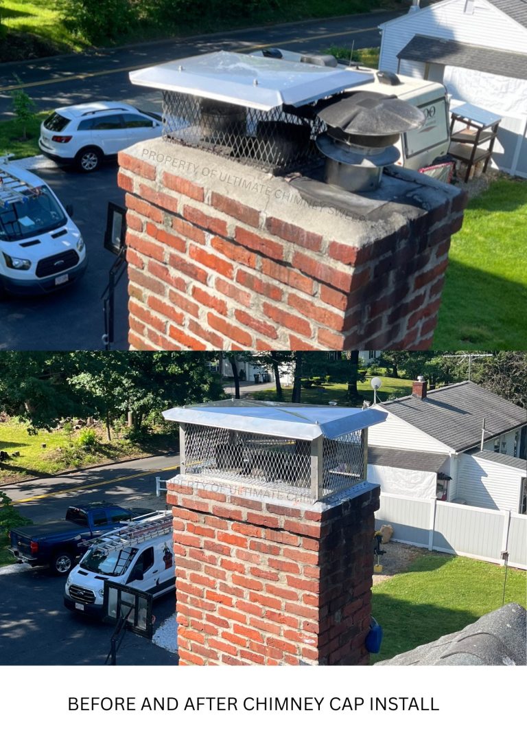Before and after chimney cap install