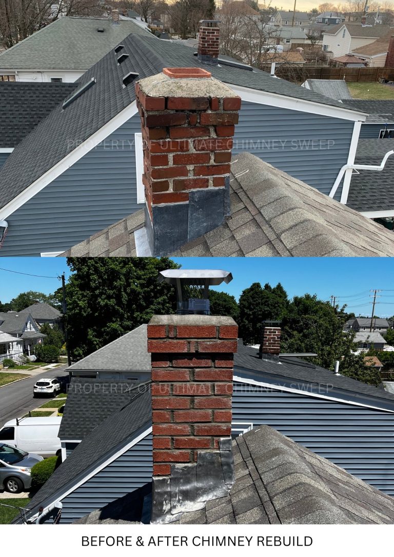 Before and after chimney rebuild