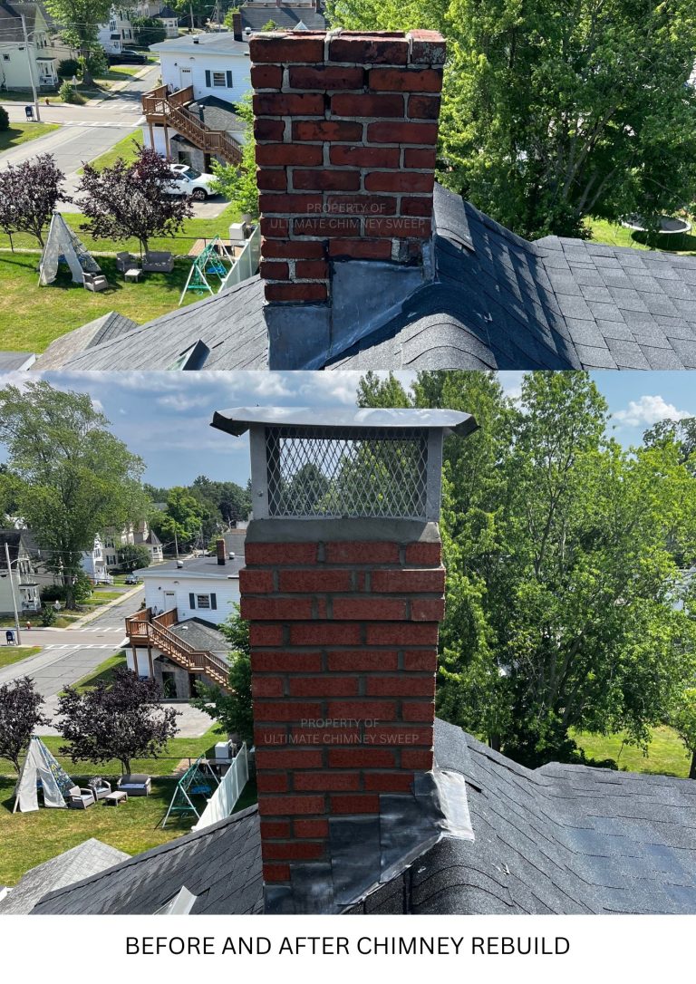 Before and after chimney rebuild