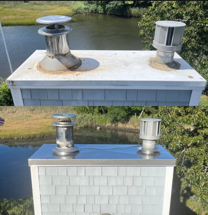 Before and after chase cover installation