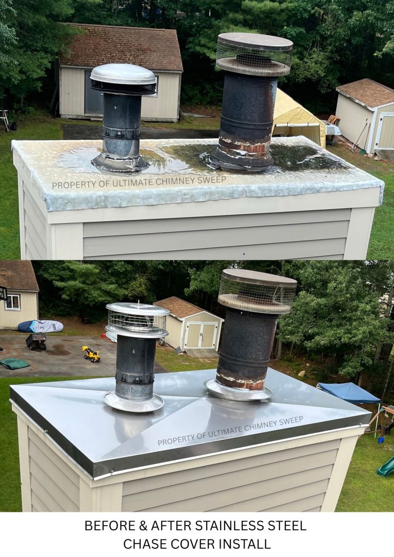 Before and after stainless steel chase cover install